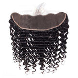 Bundle Deals With Frontal Deep Wave Virgin Human Hair Natural Black